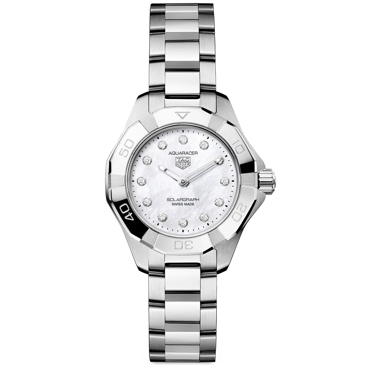 TAG Heuer Aquaracer Professional 100 Solargraph 28mm Diamond Dial Watch - Berry's Jewellers