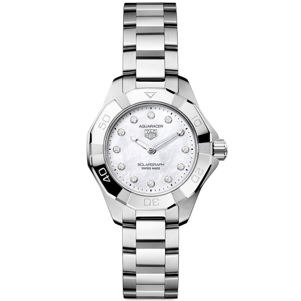 TAG Heuer Aquaracer Professional 100 Solargraph 28mm Diamond Dial Watch - Berry's Jewellers