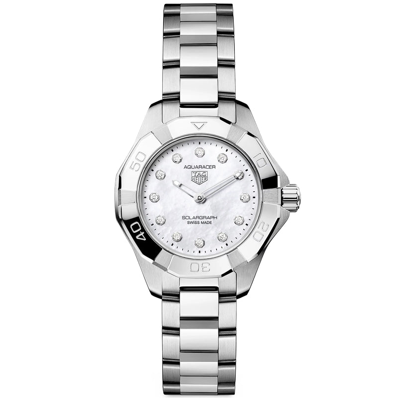 TAG Heuer Aquaracer Professional 100 Solargraph 28mm Diamond Dial Watch - Berry's Jewellers