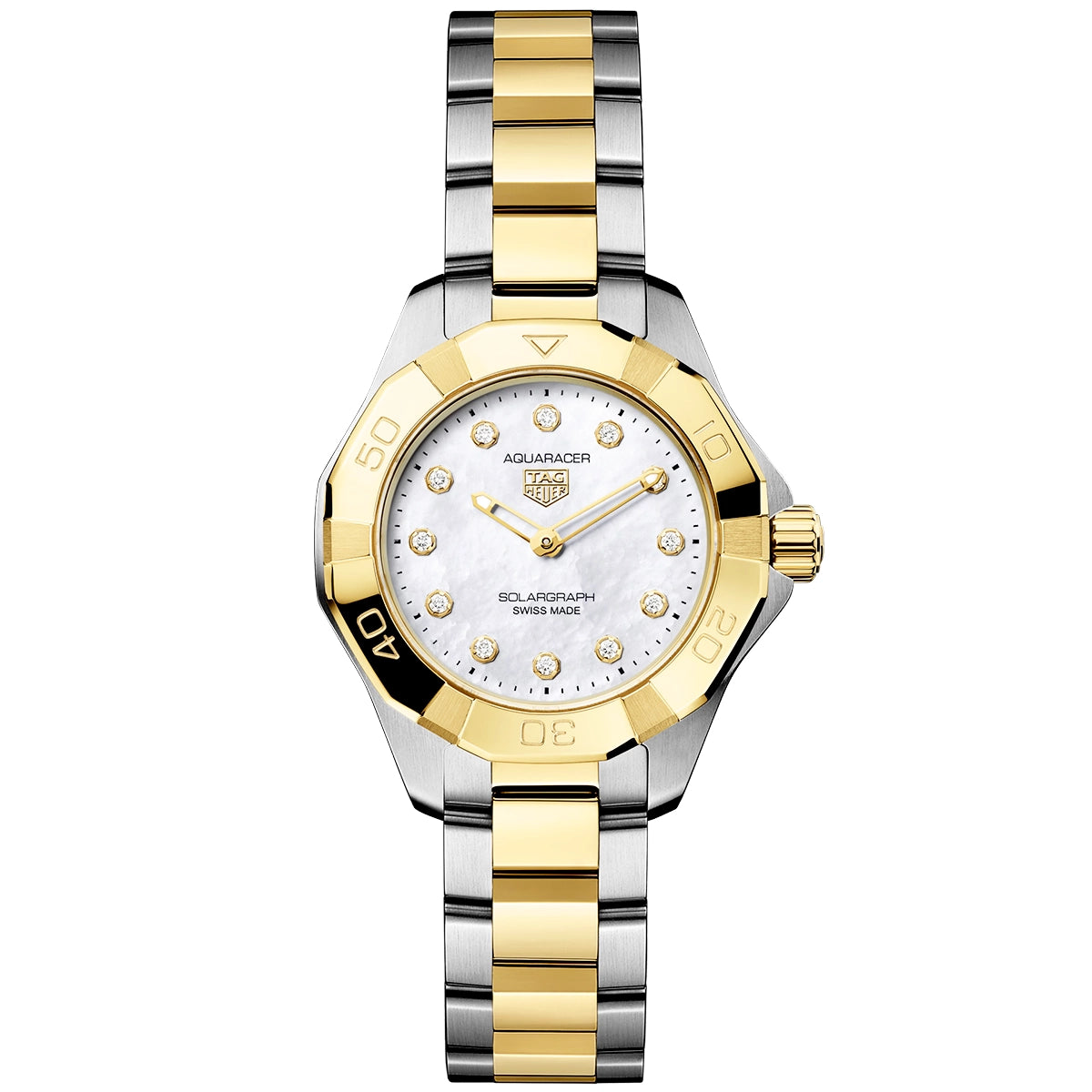 Aquaracer Professional 200 Solargraph 28mm Diamond Set Two-Tone Watch