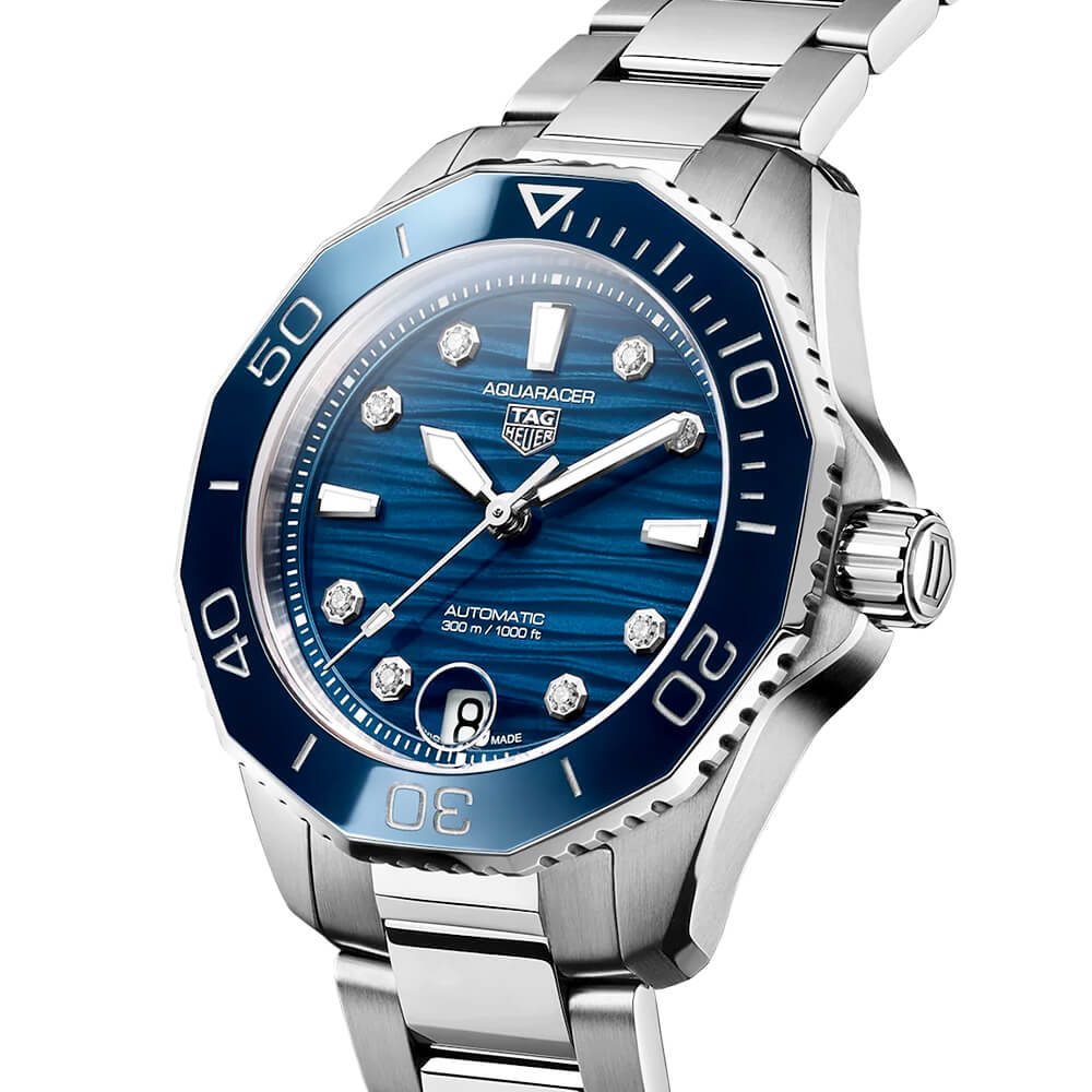 TAG Heuer Aquaracer 36mm Blue Diamond Dial Automatic Bracelet Watch - Berry's Jewellers
