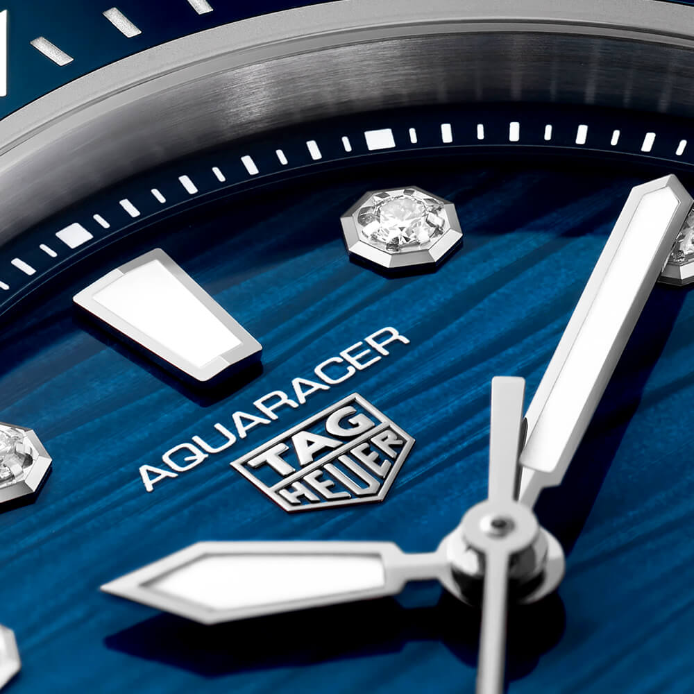 TAG Heuer Aquaracer 36mm Blue Diamond Dial Automatic Bracelet Watch - Berry's Jewellers