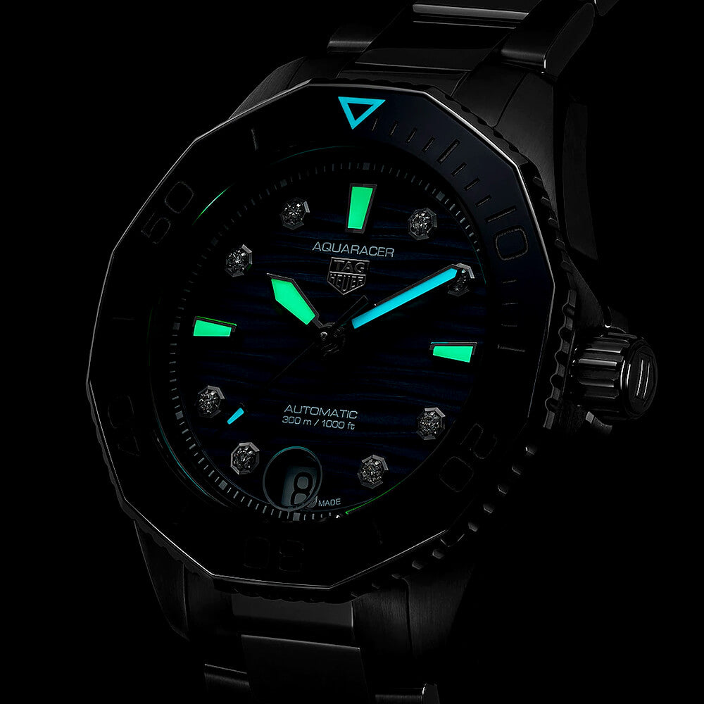 TAG Heuer Aquaracer 36mm Blue Diamond Dial Automatic Bracelet Watch - Berry's Jewellers