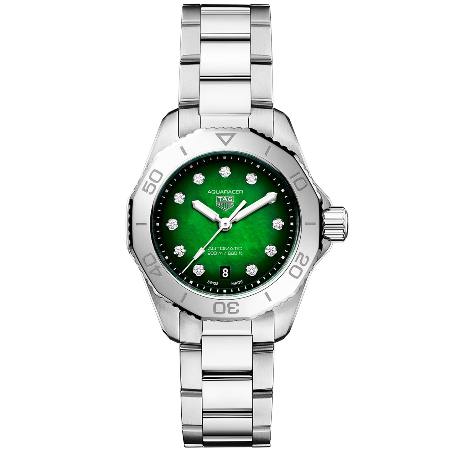 Aquaracer Professional 200 Date 30mm Green Diamond Dial Automatic Watch