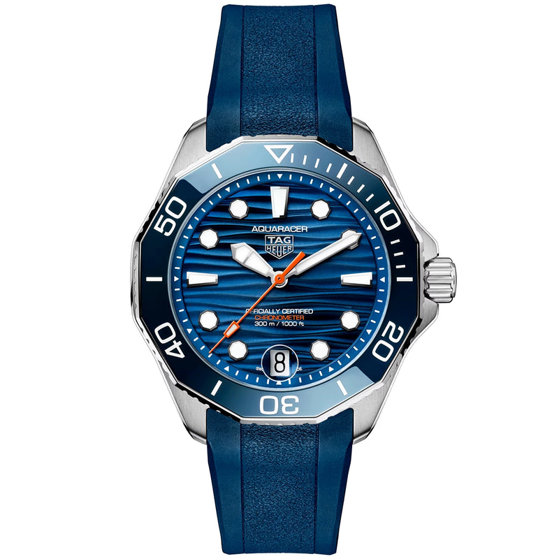 TAG Heuer Aquaracer Professional 300 42mm Blue Dial Rubber Strap Watch - Berry's Jewellers