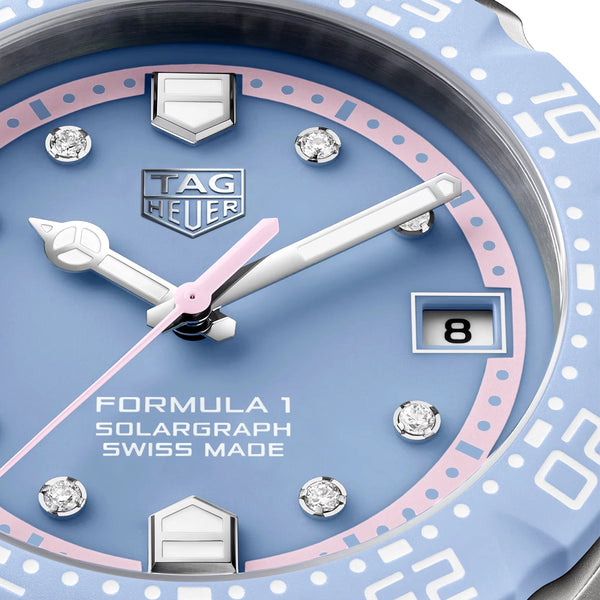 TAG Heuer Formula 1 Solargraph 38mm Pastel Violet Limited Edition Watch - Berry's Jewellers
