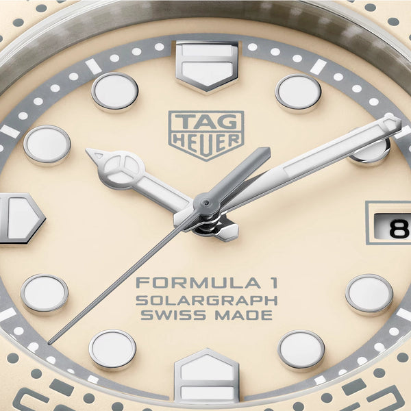 TAG Heuer Formula 1 Solargraph 38mm Pastel Beige Limited Edition Watch - Berry's Jewellers