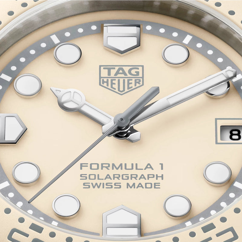 TAG Heuer Formula 1 Solargraph 38mm Pastel Beige Limited Edition Watch - Berry's Jewellers