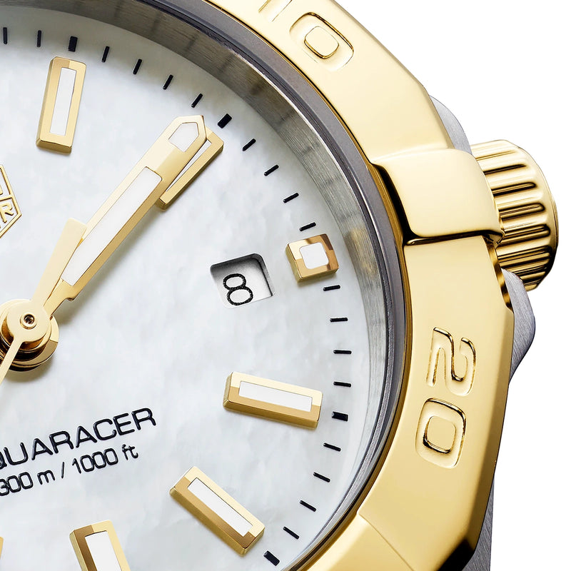 Aquaracer 27mm Two-Tone White Mother of Pearl Dial Bracelet Watch