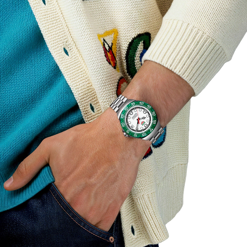 Formula 1 Solargraph 38mm White Dial & Green Bezel Mens Watch