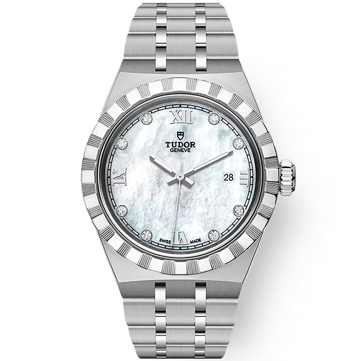 Royal 28mm White Mother of Pearl Diamond Dial Ladies Watch