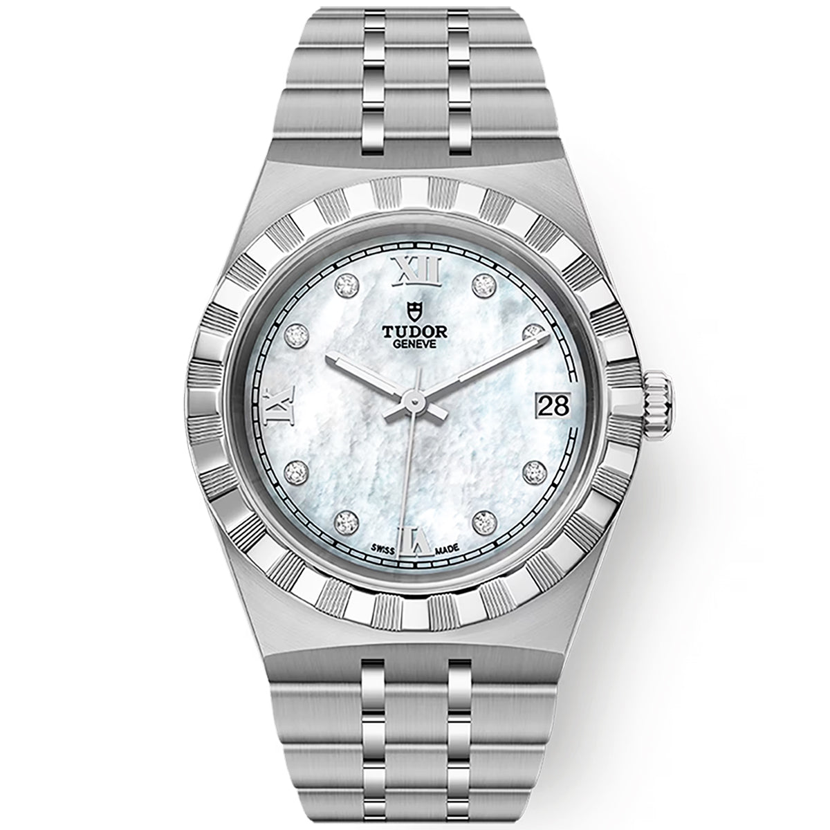 Royal 34mm White Mother of Pearl Diamond Dial Ladies Watch