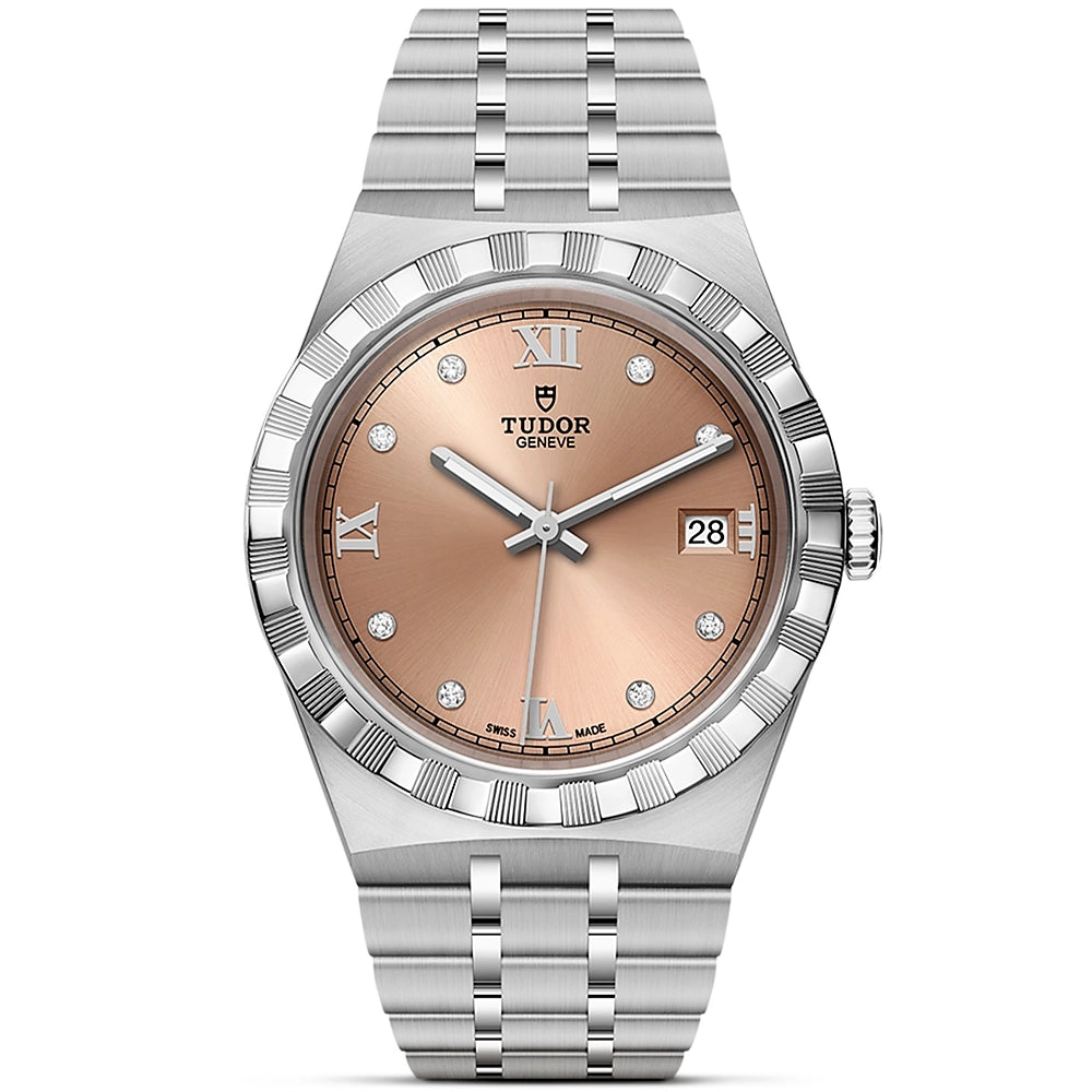 Royal 38mm Salmon Diamond Dial Automatic Bracelet Watch