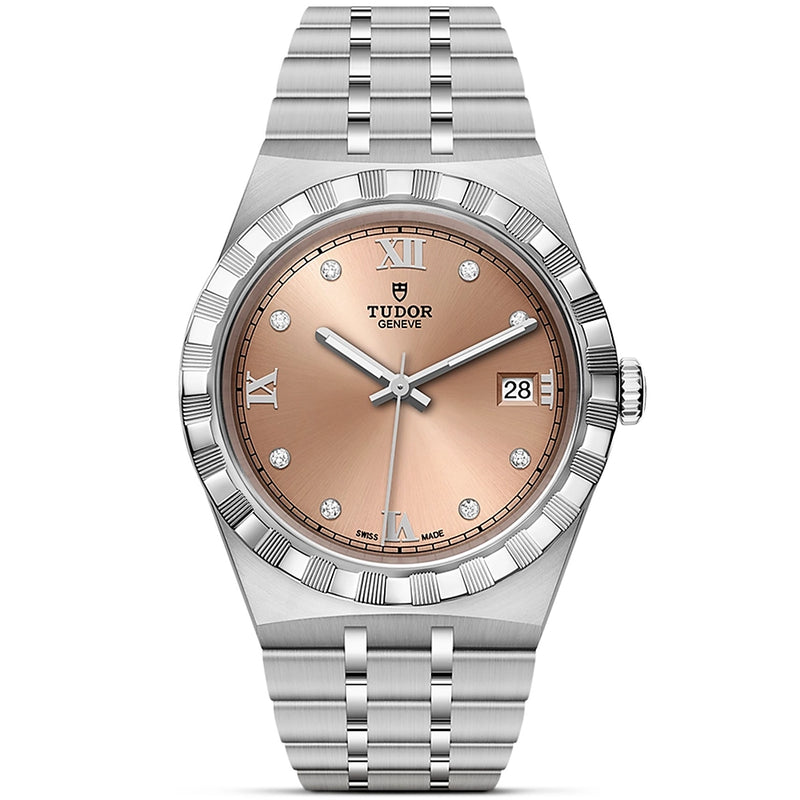Royal 38mm Salmon Diamond Dial Automatic Bracelet Watch