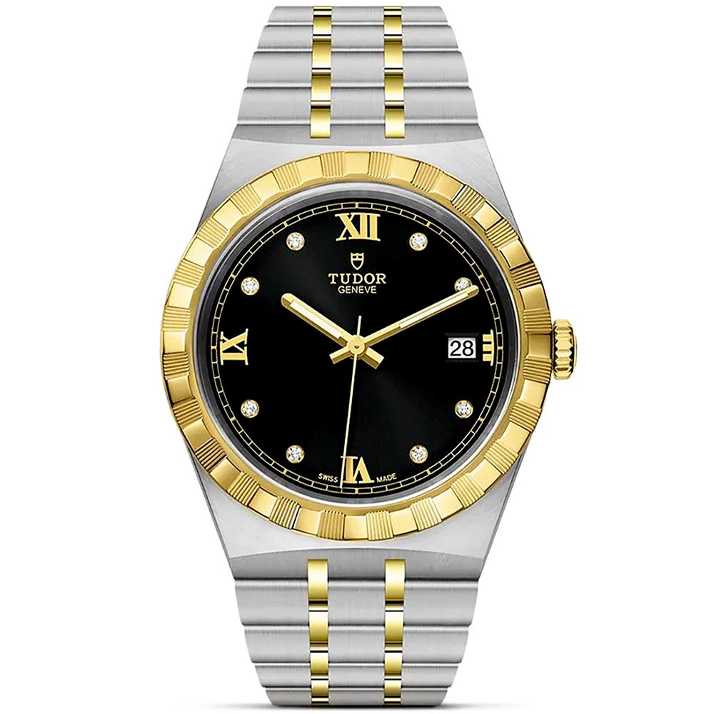 Royal 38mm Two-Tone Black Diamond Dial Bracelet Watch