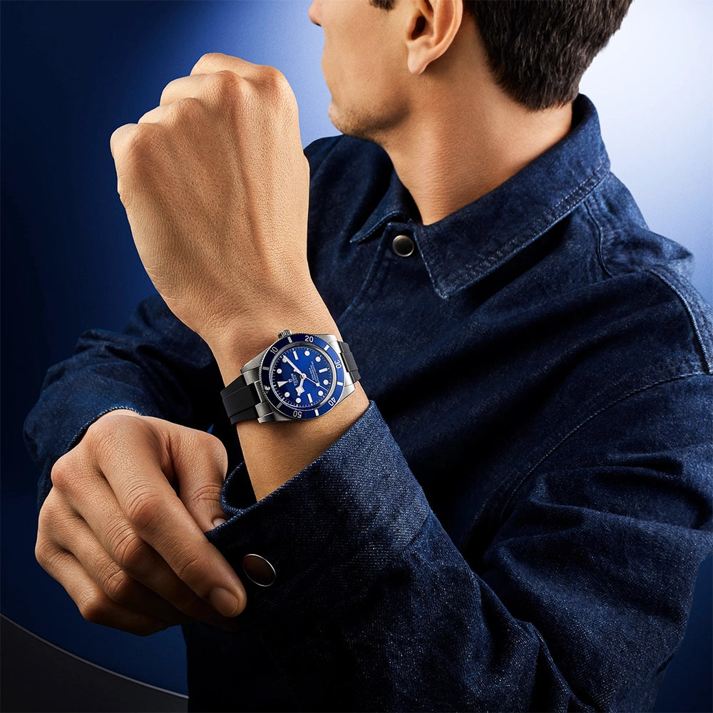 TUDOR Black Bay 54 37mm Blue Dial & Bezel Automatic Rubber Strap Watch - Berry's Jewellers