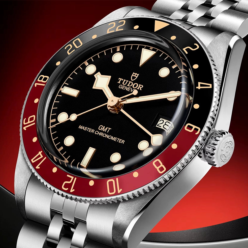 TUDOR Black Bay 58 GMT 39mm Black/Red Bezel Five-Link Bracelet Watch - Berry's Jewellers