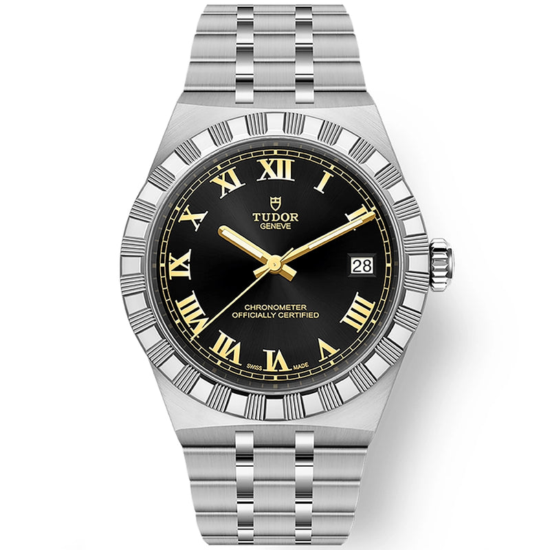 TUDOR Royal 36mm Black/Gold Roman Dial Automatic Bracelet Watch - Berry's Jewellers
