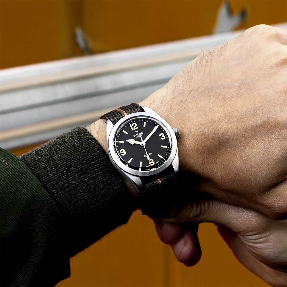 TUDOR Ranger 39mm Black Domed Dial Automatic NATO Strap Watch - Berry's Jewellers