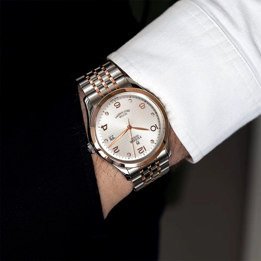 Rose Gold Two-Tone Mens Automatic Bracelet Watch