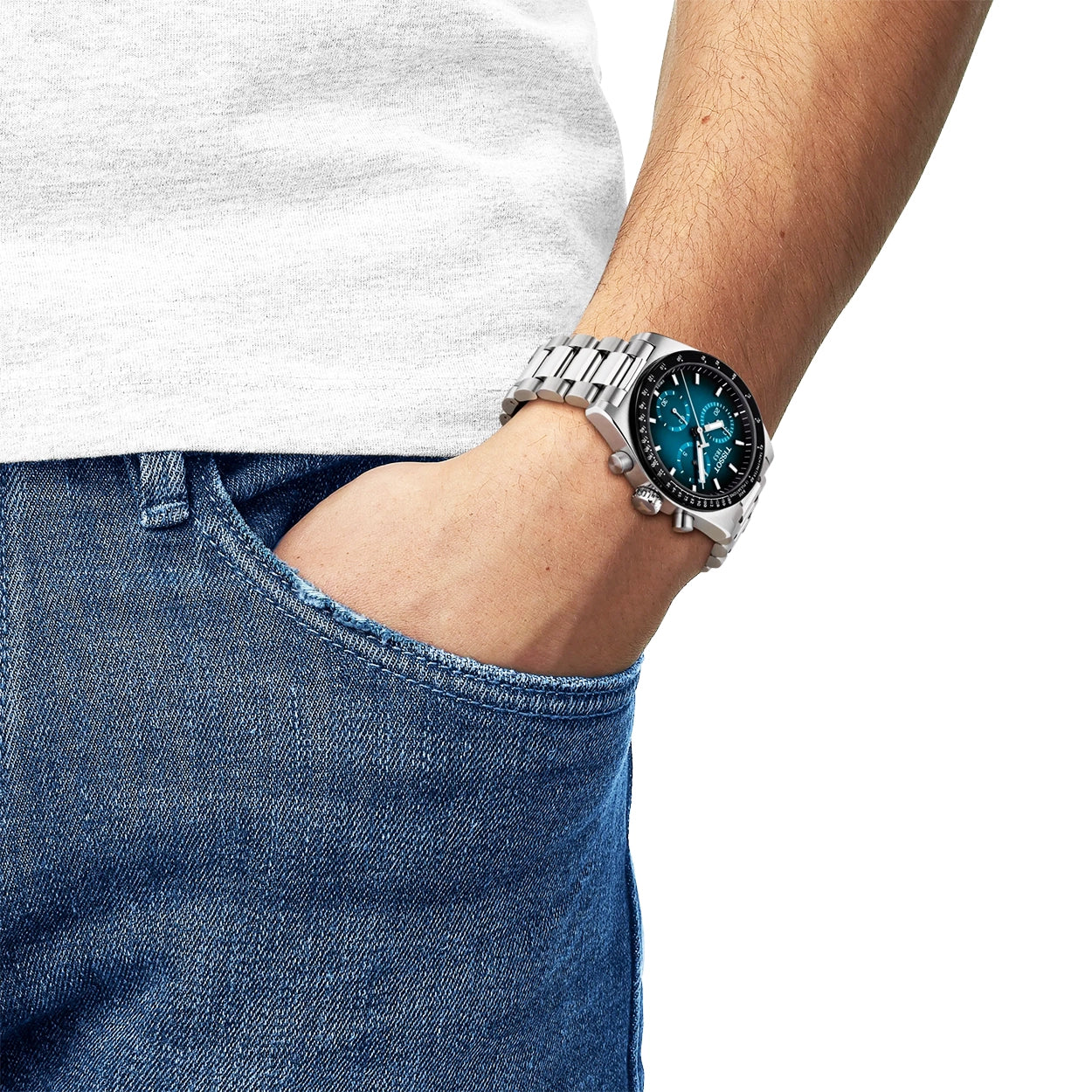 Tissot PR516 40mm Blue-Black Gradient Dial Mens Chronograph Watch - Berry's Jewellers