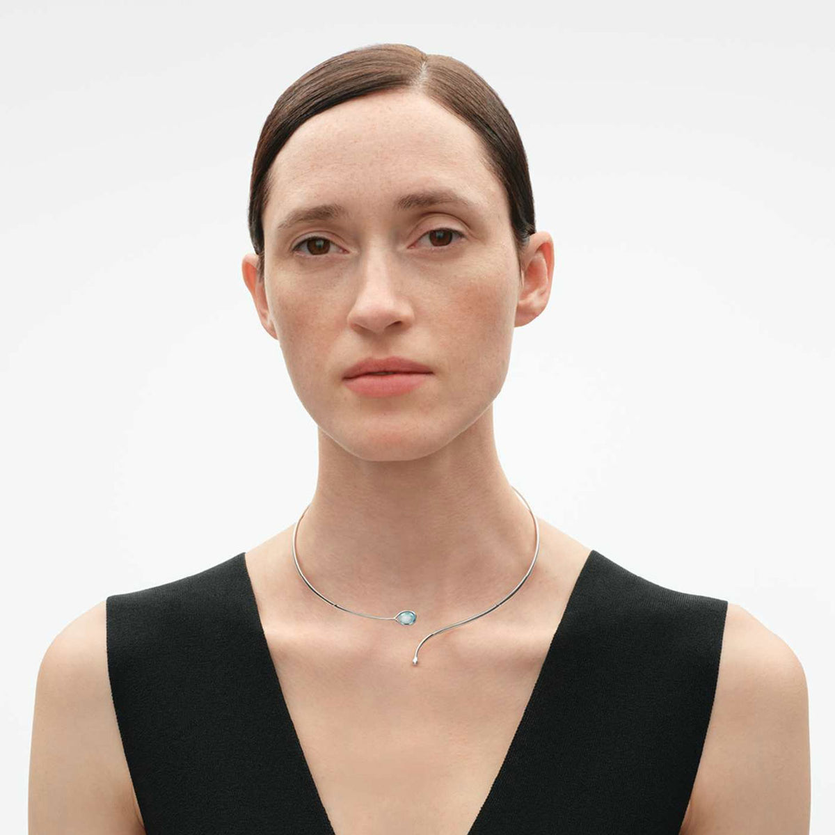 Torun Silver and Blue Topaz Neck Ring