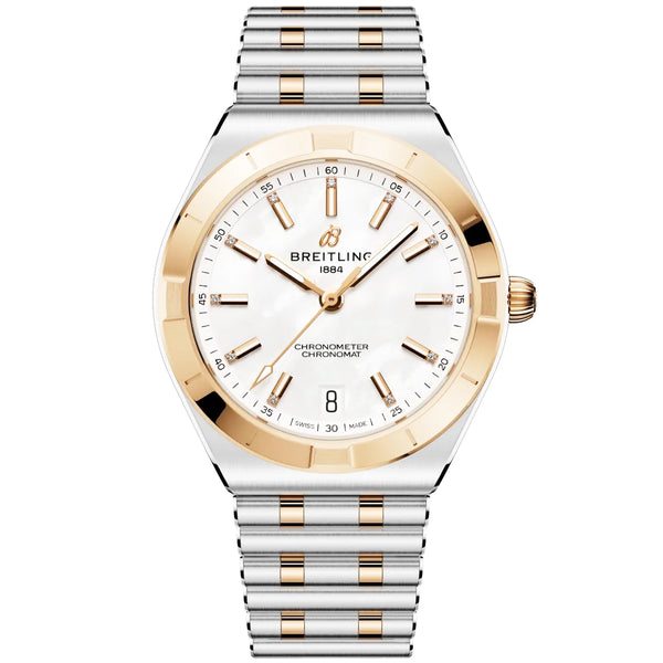 Chronomat 36mm Two-Tone White Mother of Pearl Diamond Dial Watch