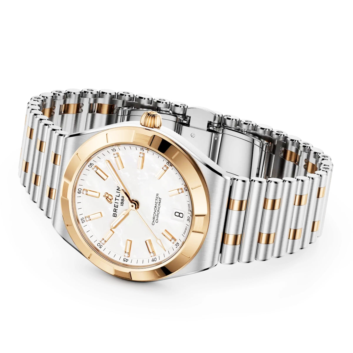 Chronomat 36mm Two-Tone White Mother of Pearl Diamond Dial Watch