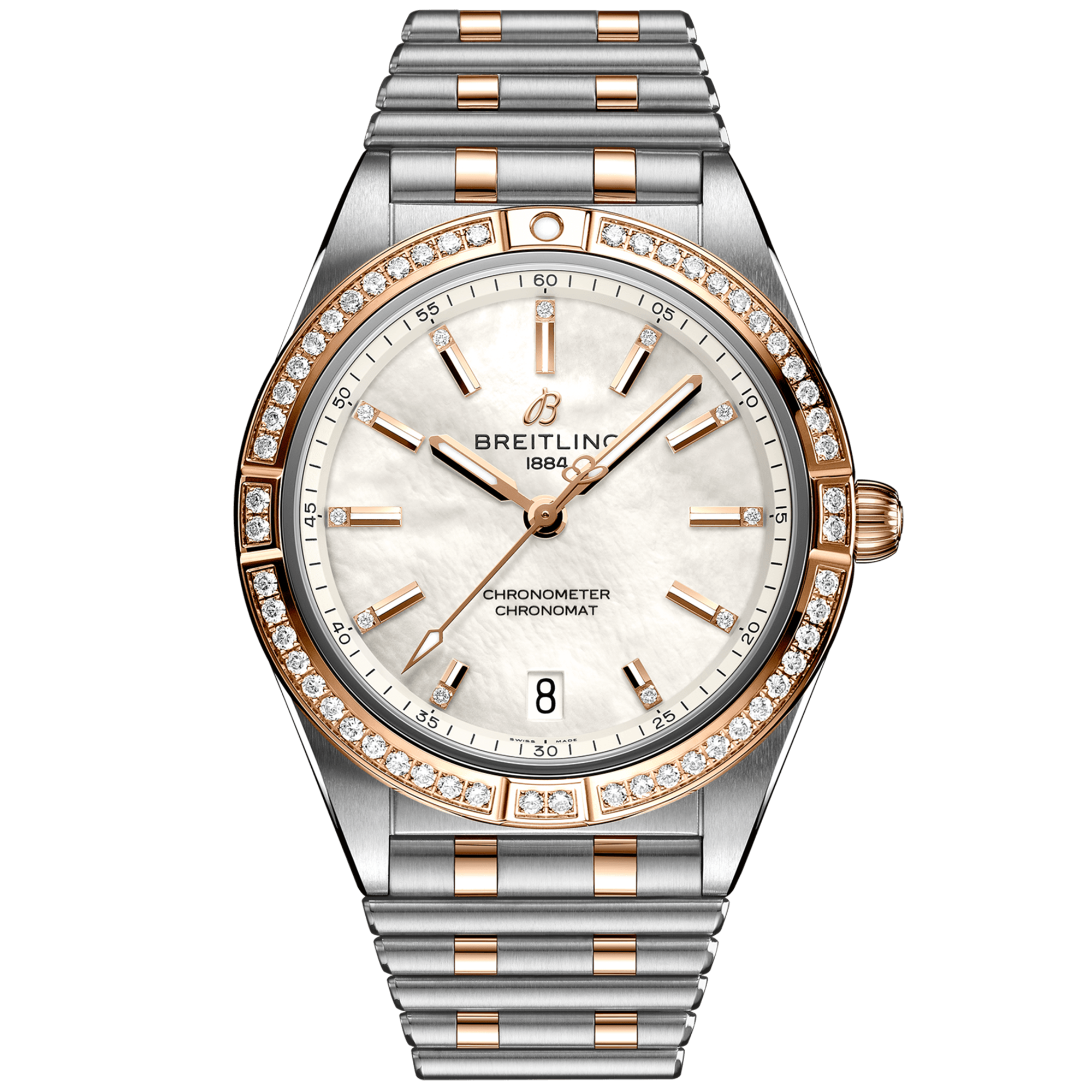Chronomat 36mm Two-Tone Mother of Pearl Dial Diamond Set Watch