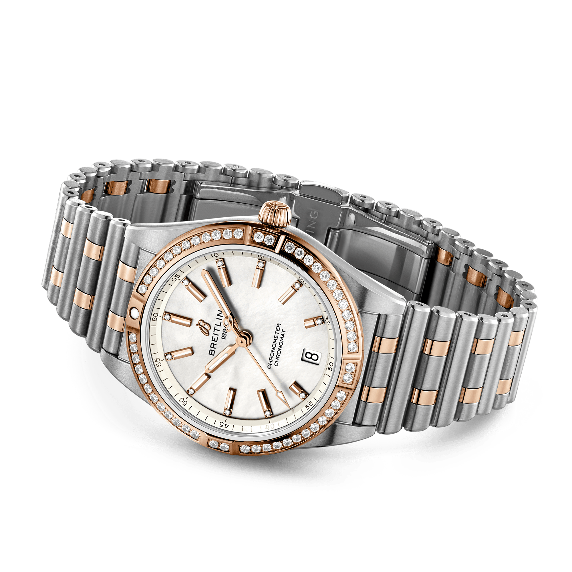 Chronomat 36mm Two-Tone Mother of Pearl Dial Diamond Set Watch