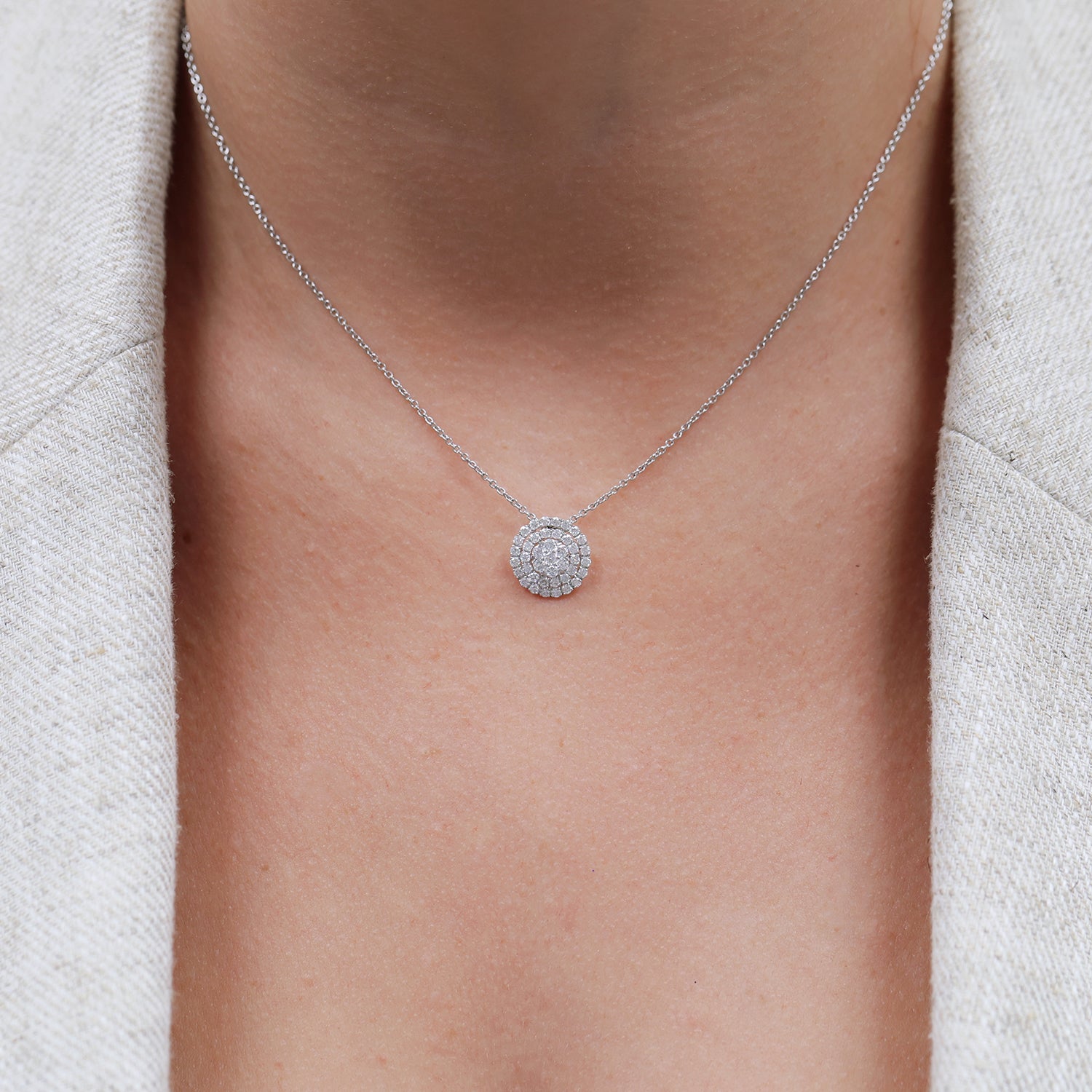 Berry's 18ct White Gold Round Brilliant Cut Diamond Circle Pendant - Berry's Jewellers