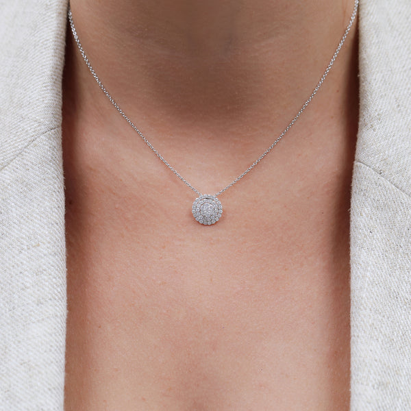 Berry's 18ct White Gold Round Brilliant Cut Diamond Circle Pendant - Berry's Jewellers
