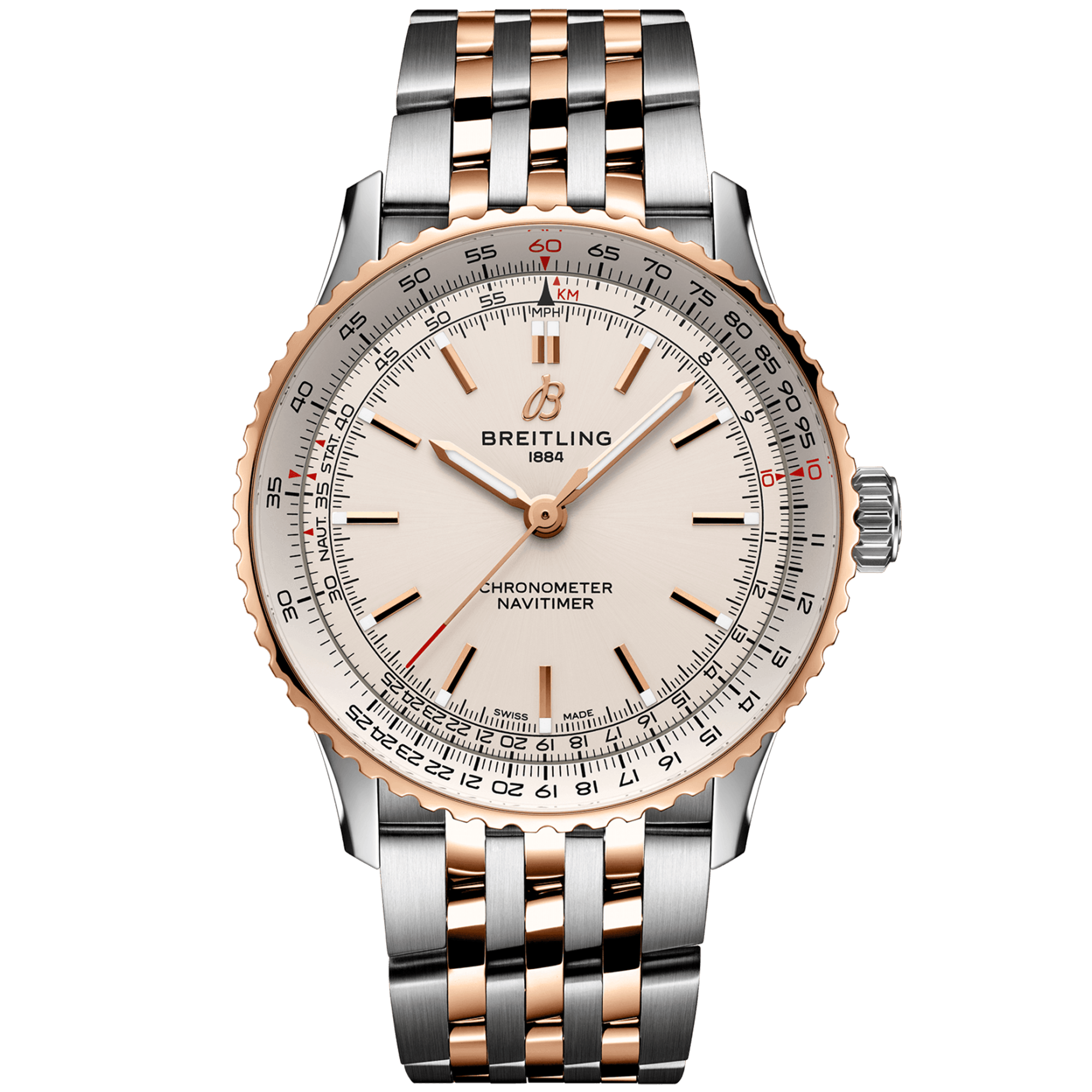 Breitling Navitimer 41mm Two-Tone Silver Dial Mens Bracelet Watch - Berry's Jewellers