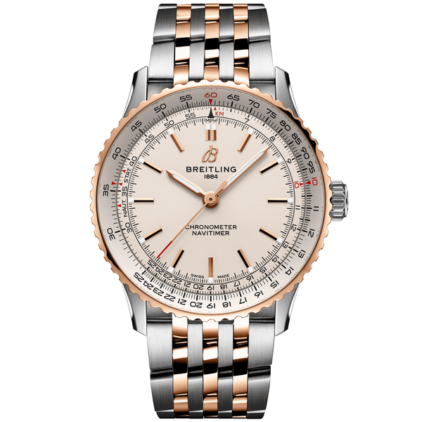 Breitling Navitimer 41mm Two-Tone Silver Dial Mens Bracelet Watch - Berry's Jewellers