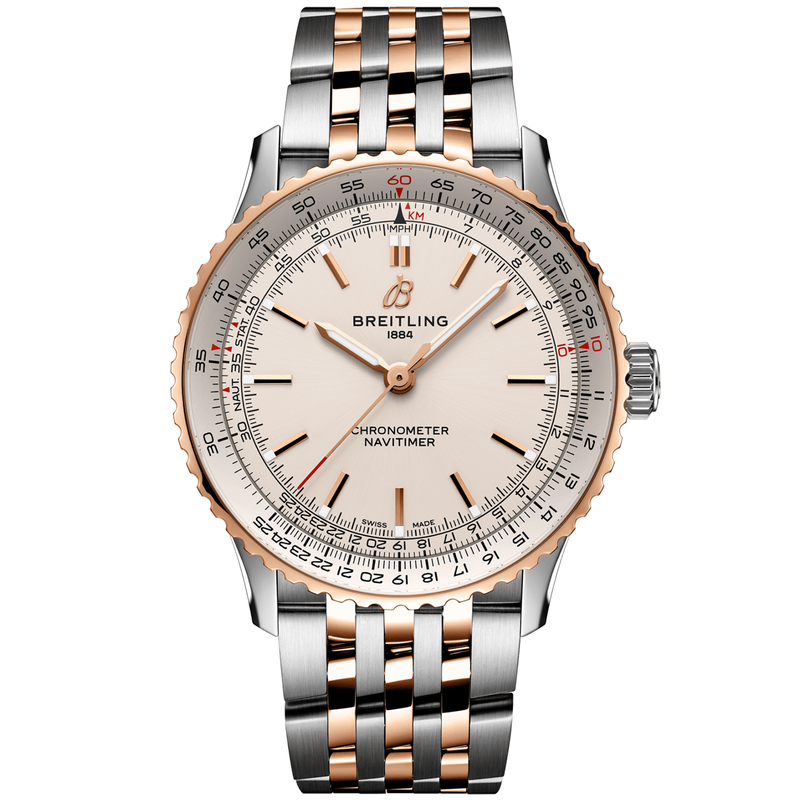 Breitling Navitimer 41mm Two-Tone Silver Dial Mens Bracelet Watch - Berry's Jewellers
