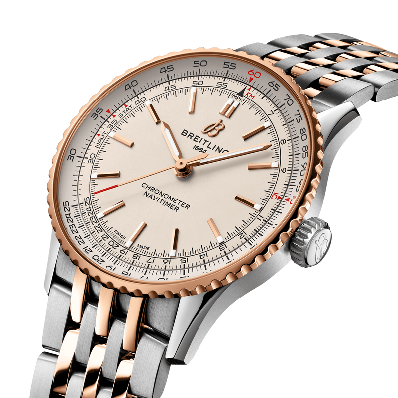 Breitling Navitimer 41mm Two-Tone Silver Dial Mens Bracelet Watch - Berry's Jewellers