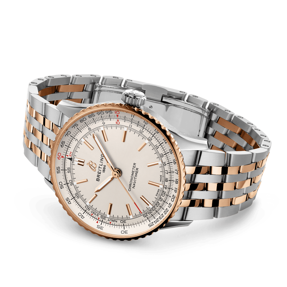 Breitling Navitimer 41mm Two-Tone Silver Dial Mens Bracelet Watch - Berry's Jewellers
