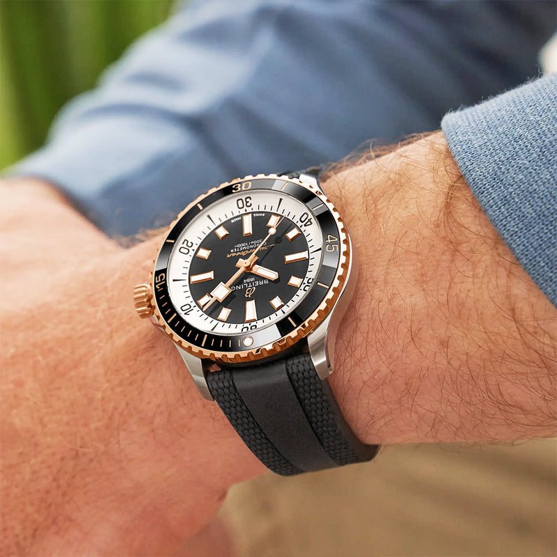 Breitling Superocean 42mm Steel & 18ct Rose Gold Rubber Strap Watch - Berry's Jewellers