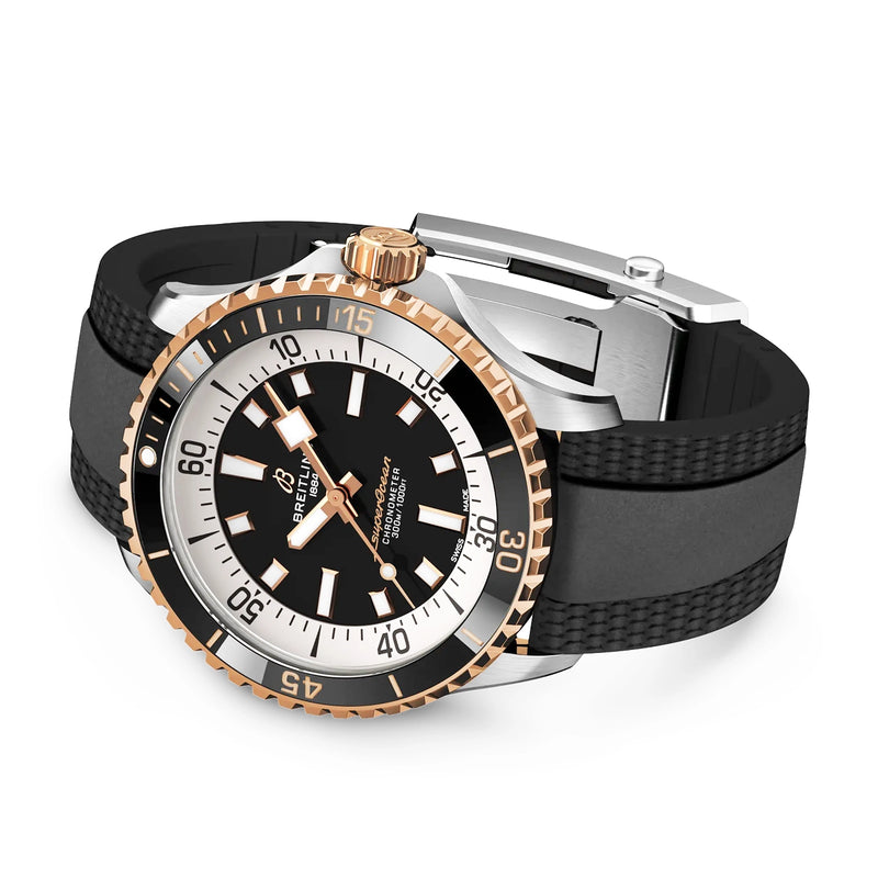 Breitling Superocean 42mm Steel & 18ct Rose Gold Rubber Strap Watch - Berry's Jewellers