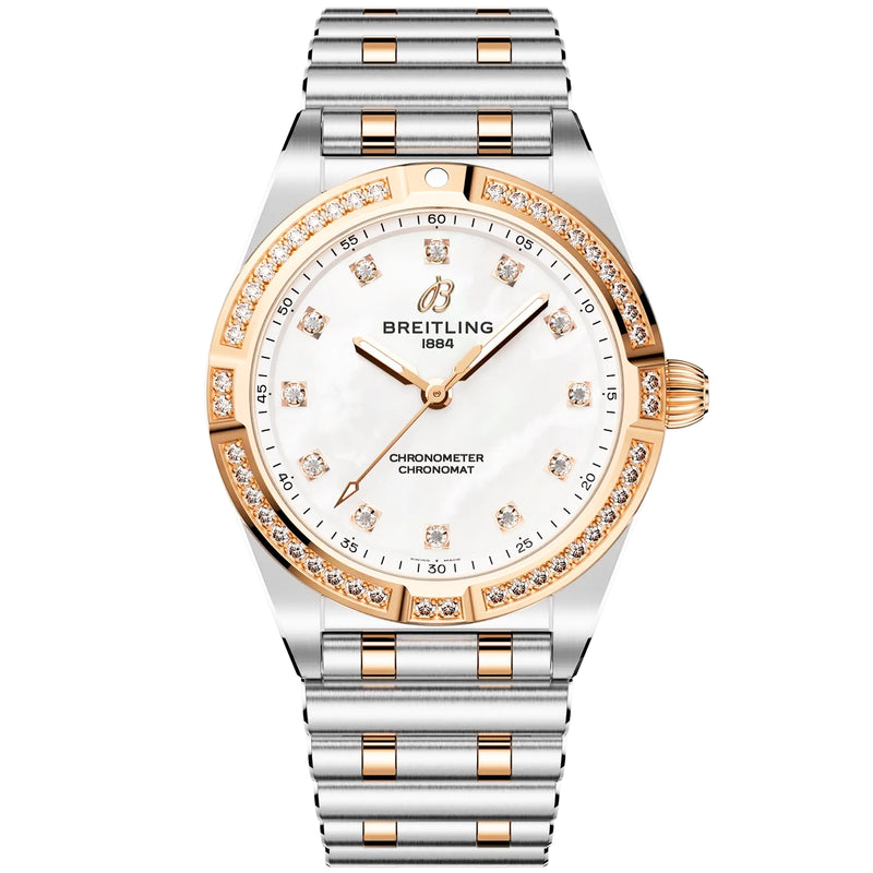 Chronomat 28mm Two-Tone Mother of Pearl Diamond Dial Watch