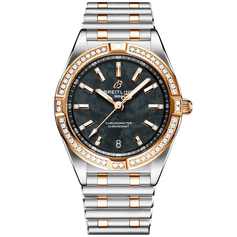 Breitling Chronomat 32mm Black Mother of Pearl Diamond Set UK Limited Edition Watch - Berry's Jewellers