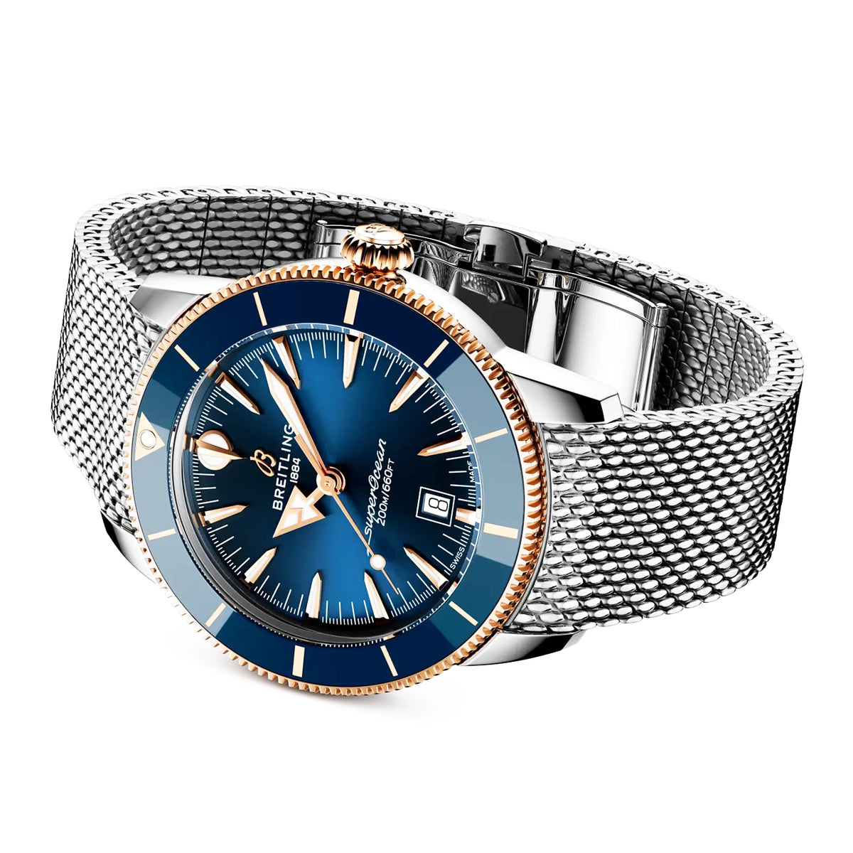 Breitling Superocean Heritage B31 44mm Two-Tone Blue Dial Bracelet Watch - Berry's Jewellers