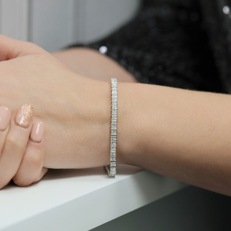 Berry's 18ct White Gold Princess Cut Diamond Claw Set Tennis Bracelet - Berry's Jewellers