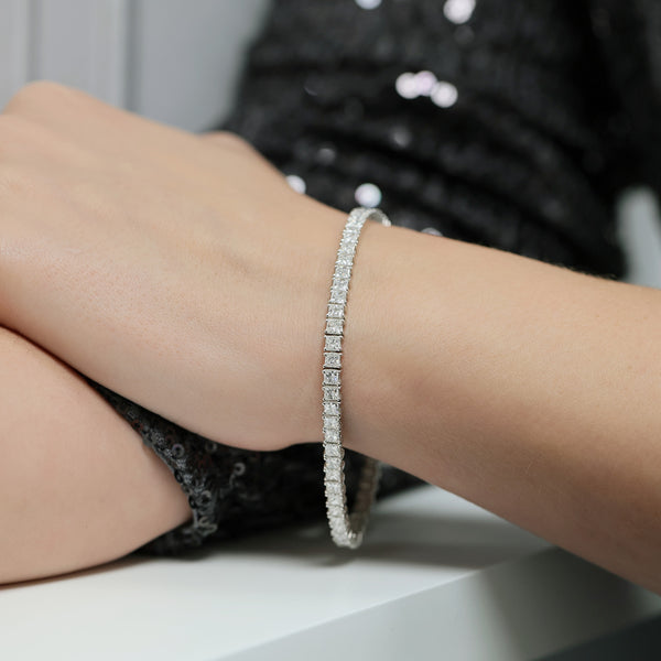 Berry's 18ct White Gold Princess Cut Diamond Claw Set Tennis Bracelet - Berry's Jewellers