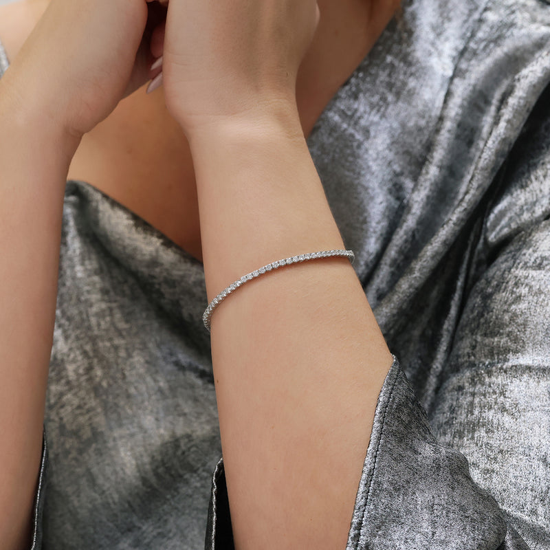 Berry's 18ct White Gold Round Brilliant Cut Diamond Claw Set Tennis Bracelet - Berry's Jewellers