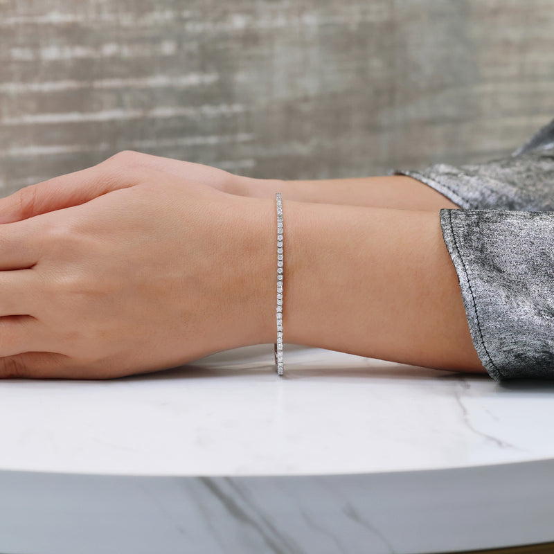 Berry's 18ct White Gold Round Brilliant Cut Diamond Claw Set Tennis Bracelet - Berry's Jewellers