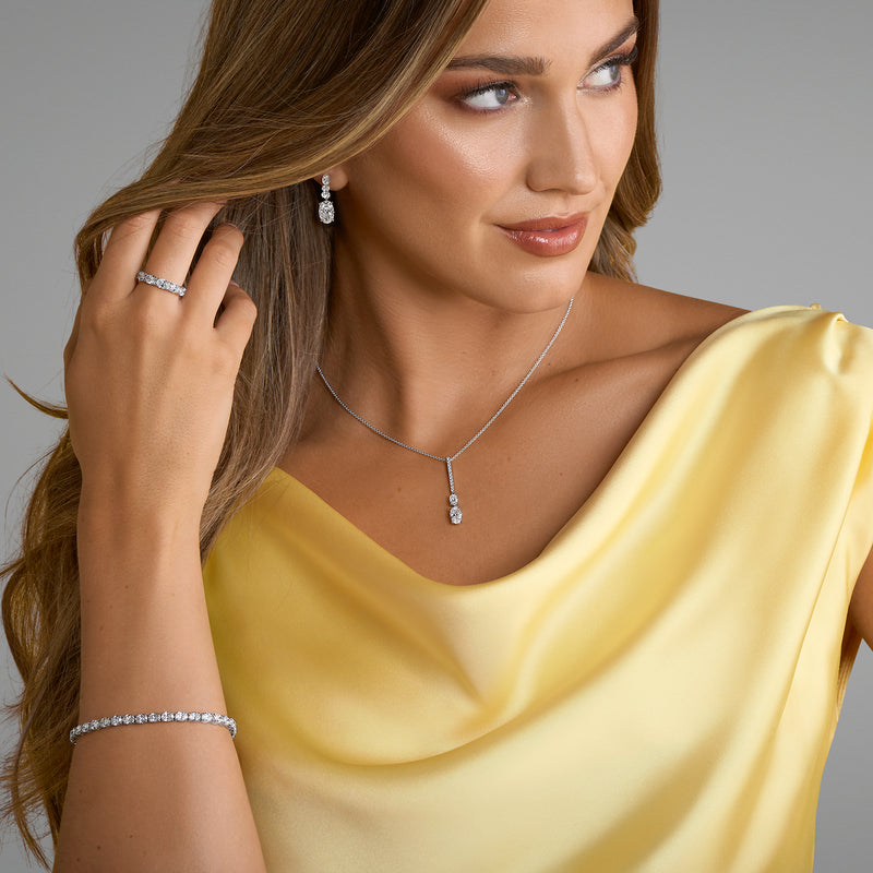 Platinum Oval Cut Diamond Tennis Bracelet