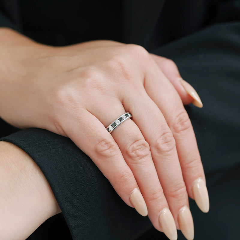 Berry's Platinum Round Brilliant Cut Black And White Diamond Full Channel Set Eternity Ring - Berry's Jewellers