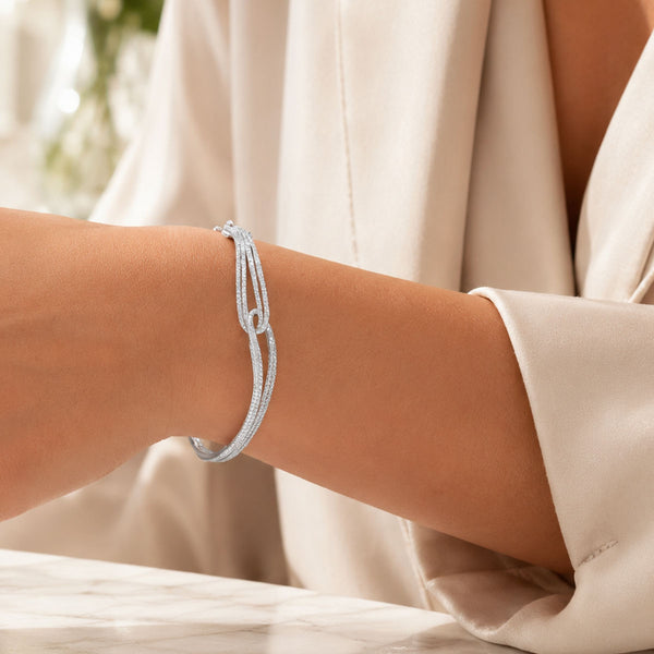 18ct White Gold Interlocking Diamond Set Bangle