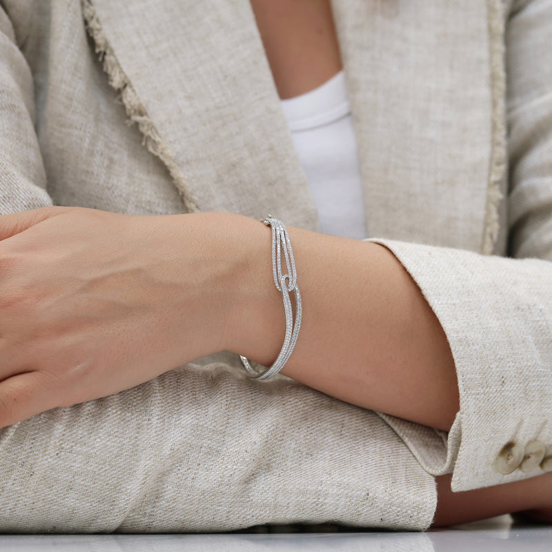 Berry's 18ct White Gold Interlocking Diamond Set Bangle - Berry's Jewellers